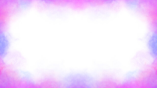 pink smoke border frame of delicate clouds with copy space on transparent background. illustration of purple nebula with overlay effect. cute and delicate design of postcard, invitation, banner