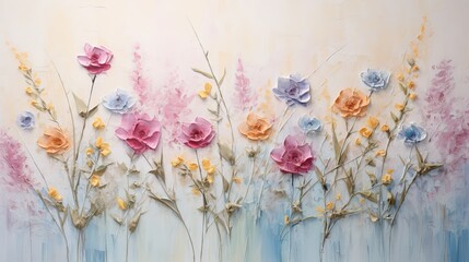 A wall with texture and a floral finger painting