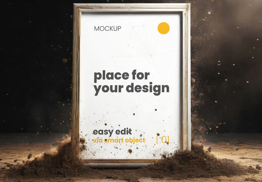 Dusty Frame Poster Mockup with Dirt 02