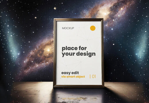 Frame Poster Mockup in Deep Space 02