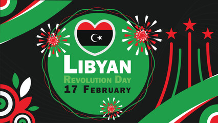 Libyan Revolution Day vector banner design. Happy Libyan Revolution Day modern minimal graphic poster illustration.