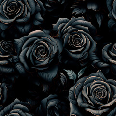 Patron de Texturas enlosable sin bordes de Rosas Negras