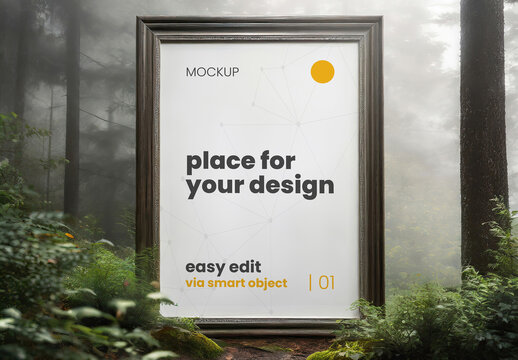 Frame Poster Mockup in the Forest 09