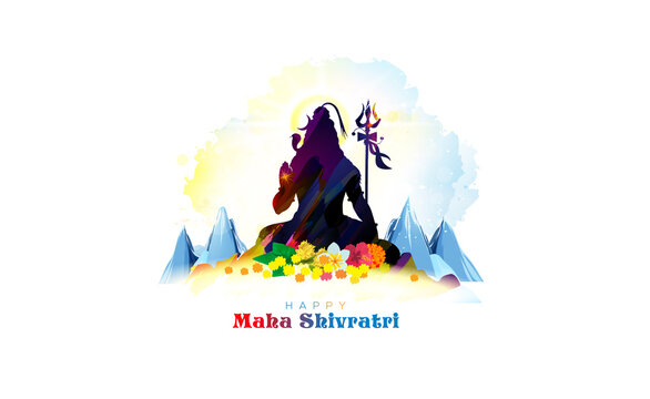 illustration of Lord Shiva for Maha shivratri puja. Indian hindu god poster banner greeting card design.