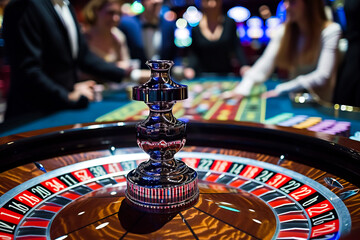 Attractive multinational companies take a chance and place bets on the roulette wheel in a casino.  - Powered by Adobe