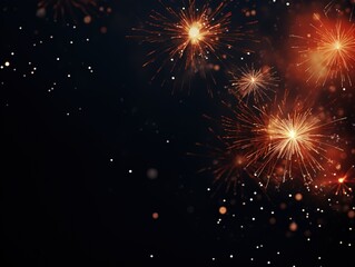 Fototapeta na wymiar Fireworks. Colorful celebration fireworks isolated on a black sky background. From below, shot of wonderful and vivid fireworks exploding. Burst. Firework. Overlay. 