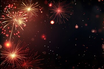 Fireworks. Colorful celebration fireworks isolated on a black sky background. From below, shot of wonderful and vivid fireworks exploding. Burst. Firework. Overlay. 
