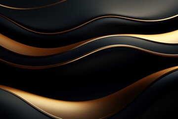 Fototapeta premium 3D abstract wallpaper. Three-dimensional dark golden and black background. golden wallpaper. Black and gold background 