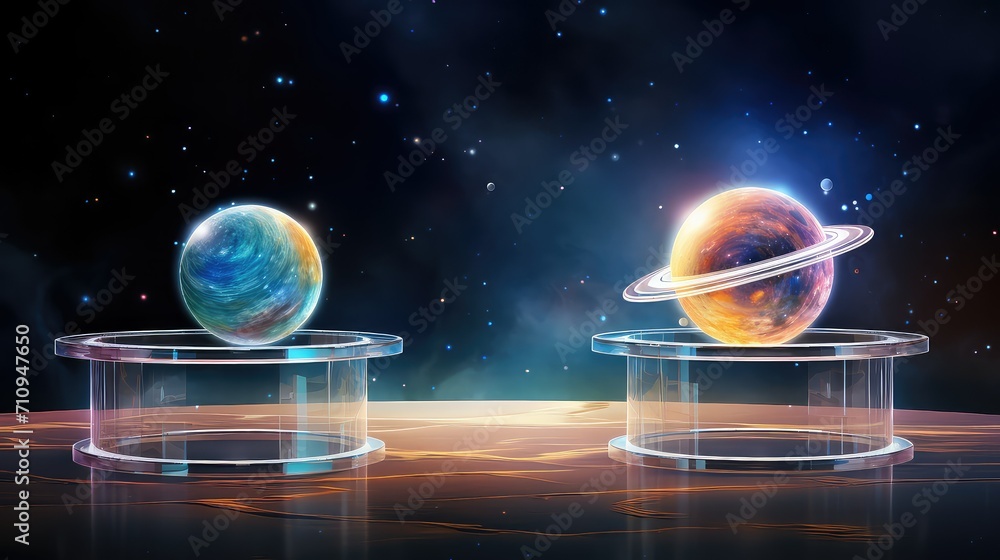 Canvas Prints universe space podium background illustration astronaut rocket, planet moon, exploration celestial universe space podium background