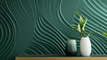 Wallpaper that is green and has golden lines