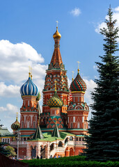 View of St. Basil's Cathedral from the Kremlin Wall and the Lenin Mausoleum.