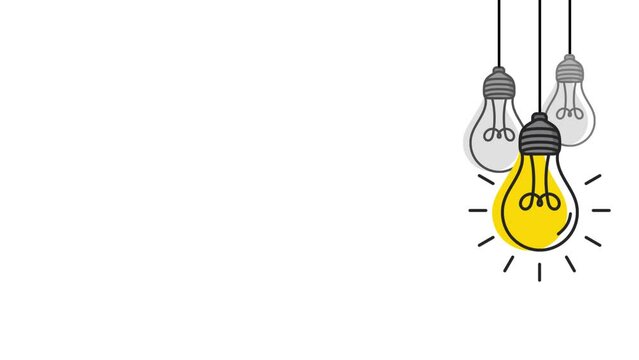 2d animated bulbs for new ideas innovation creations tips tricks bulb icon symbols cartoon for presentation.