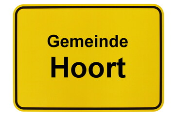 Illustration eines Ortsschildes der Gemeinde Hoort in Mecklenburg-Vorpommern