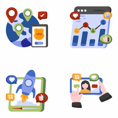 Pack of Social Media and Promotion Flat Icons

