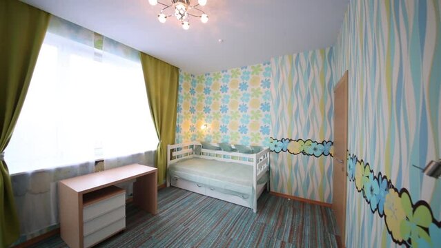 Green children bedroom in flat in residential complex Elk Island