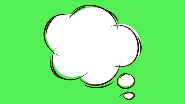 Thought bubble speech Dialogue Animation cartoon blank text video isolated on green screen. Used for explanation videos, pop up text box, message box cartoon animated icon. Royality free