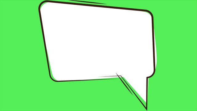 Rectangle chat box message on green screen. 4k video animated bubble message. Textbox style talk sign symbol with green screen template for explanation video. chroma key. Royality free.