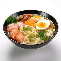 a vibrant bowl of ramen, illustration of ramen noodles in a bowl, isolated on white