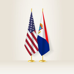 United States and Sint Maarten national flag on a light background.