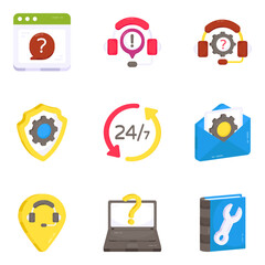 Pack of Customer Hotline Flat Icons 

