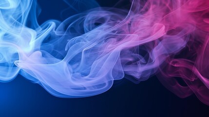 A dark room filled with smoke that has a blue and pink gradient.