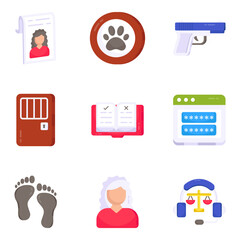 Pack of Justice and Fairness Flat Icons 

