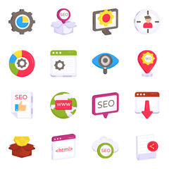 Pack of SEO and Data Flat Icons 

