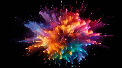 A paint explosion with vibrant colors on a dark background.