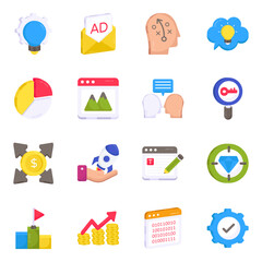 Pack of Web and Analytics Flat Icons 

