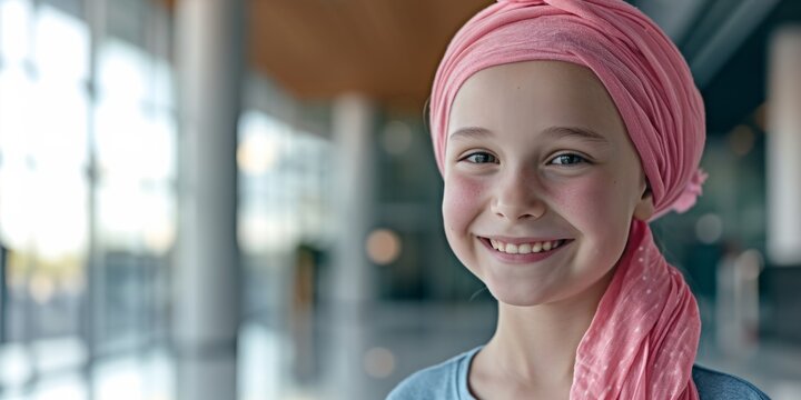 Smiling Girl Child With Cancer Generative AI