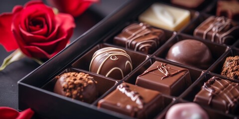 Assorted chocolates in a box Valentine's Day Generative AI