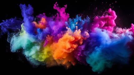 An explosion of colored powder on a white background.