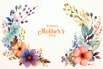 Happy mothers day Illustration, mothers love relationships between mother and child with flower in the background