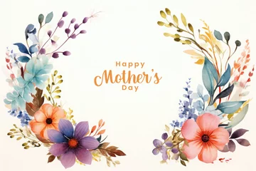 Papier Peint photo Lavable Typographie positive Happy mothers day Illustration, mothers love relationships between mother and child with flower in the background