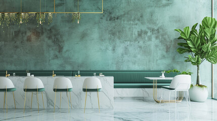 interior design of a stylish modern cafe bistro . Generative Ai