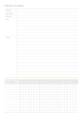 project plan design template in a modern, simple, and minimalist style. Note, scheduler, diary, calendar, planner document template illustration. - obrazy, fototapety, plakaty