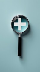Magnifying Glass With White Cross for Precise Examination and Analysis
