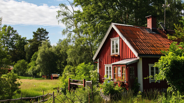 Scandinavian housing stock photo House Sweden Scand. Generative AI