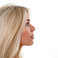 Naklejka premium Woman profile with blonde hair on white background