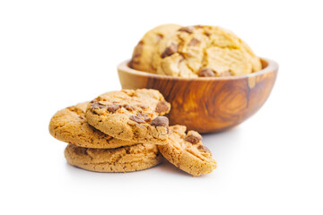Sweet chocolate cookies isolated on white background.