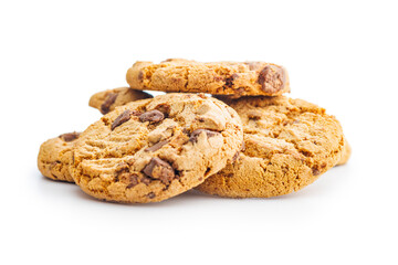 Sweet chocolate cookies isolated on white background.