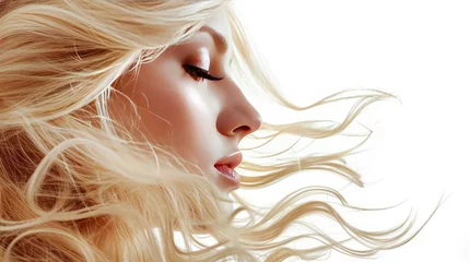 Poster Woman profile with blonde hair on white background © BrandwayArt