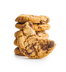 Sweet chocolate cookies isolated on white background.
