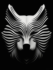 An abstract geometric pattern that forms a wolf's face when viewed from a distance created with Generative Ai