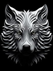 Fototapeta premium An abstract geometric pattern that forms a wolf's face when viewed from a distance created with Generative Ai