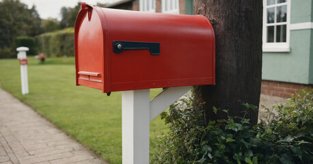 A modern mailbox on the front door of a house, ready to receive letters and packages.
