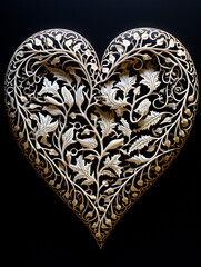 A human heart made of intricate lace-like patterns, in the style of paper cut art created with Generative Ai