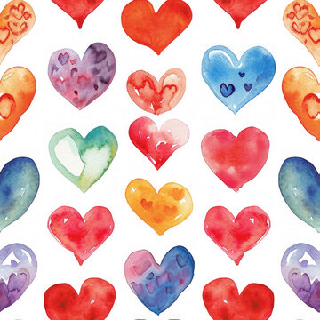 Watercolor Hearts Pattern