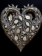 A human heart made of intricate lace-like patterns, in the style of paper cut art created with Generative Ai