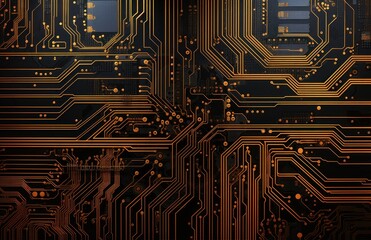 Inner and outer circuit board. Motherboard abstract background. Futuristic wallpaper CPU chip